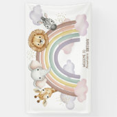 Cute Boho Safari Animals 1st Birthday Banner 横断幕 (縦)