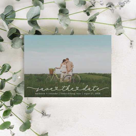 Cute Boho Script Modern Save The Date Card セーブザデート
