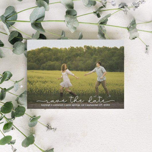 Cute Boho Script Modern Save The Date Card セーブザデート