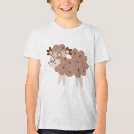 Cute Boho Sheep with Floral Crown Pastel Nursery トライブレンドTシャツ