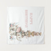 Cute Boho Teddy Bear Birthday Party タペストリー (正面(横))