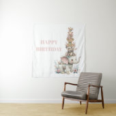 Cute Boho Teddy Bear Birthday Party タペストリー (インサイチュ)