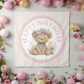 Cute Boho Teddy Bear Birthday Party タペストリー