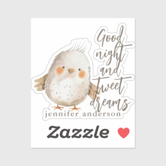 Cute Boho Watercolor Bird Signature Script  シール (シート)