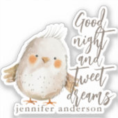 Cute Boho Watercolor Bird Signature Script  シール (正面)