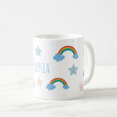 Cute Boho Whimsical Rainbow Girls  コーヒーマグカップ (正面右)