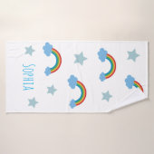 Cute Boho Whimsical Rainbow Girls バスタオル (バスタオル)