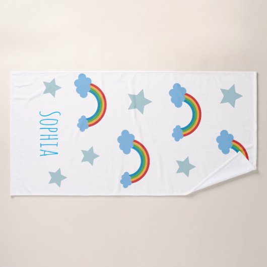 Cute Boho Whimsical Rainbow Girls バスタオル (バスタオル)