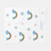 Cute Boho Whimsical Rainbow Girls フリースブランケット (正面(横))