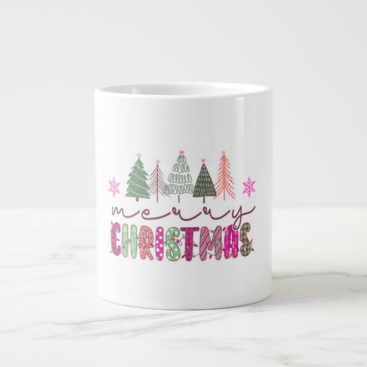 Cute Boho Xmas Tree Sublimation Design ジャンボコーヒーマグカップ (正面)