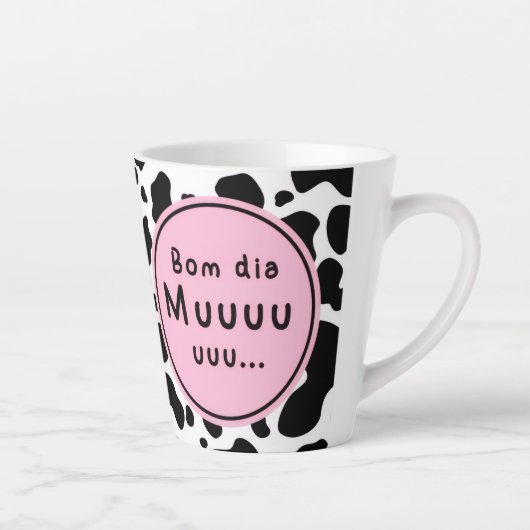 Cute “Bom Dia Muuuuu” Kawaii Cow Design カフェラテマグ (右)