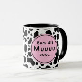 Cute “Bom Dia Muuuuu” Kawaii Cow Design マグカップ (正面右)