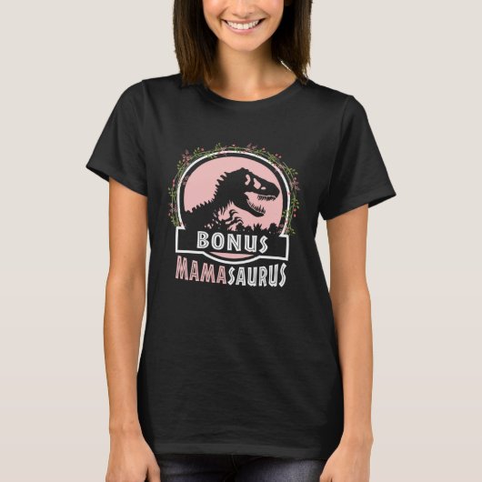 Cute Bonus Mama Saurus Rex Mamasaurus Stepmom Moth Tシャツ (正面)