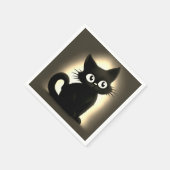 Cute Boo Black Cat Halloween スタンダードカクテルナプキン (角)