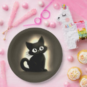 Cute Boo Black Cat Halloween ペーパープレート (パーティー)