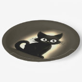 Cute Boo Black Cat Halloween ペーパープレート (アングル)