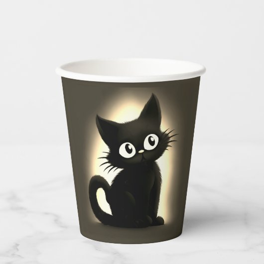 Cute Boo Black Cat Halloween 紙コップ (正面)