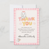 Cute Boo Ghost Pink Birthday Party Girl サンキューカード (正面)