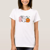 Cute Boo Halloween Floral Ghost & Pumpkin Fall Tシャツ (正面)