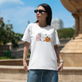 Cute Boo Halloween Floral Ghost & Pumpkin Fall Tシャツ