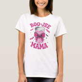 Cute Boo-Jee Mama Pink Cup with Bats and Stars Tシャツ (正面)