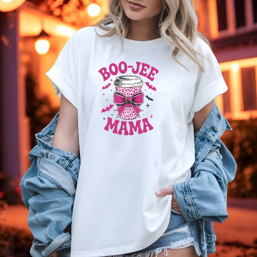 Cute Boo-Jee Mama Pink Cup with Bats and Stars Tシャツ
