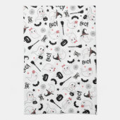 Cute Boo Spooky Ghost Halloween Pink Girl キッチンタオル (縦)