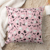 Cute Boo Spooky Ghost Halloween Pink Girl クッション (ブランケット)