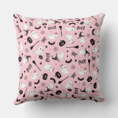 Cute Boo Spooky Ghost Halloween Pink Girl クッション (裏面)