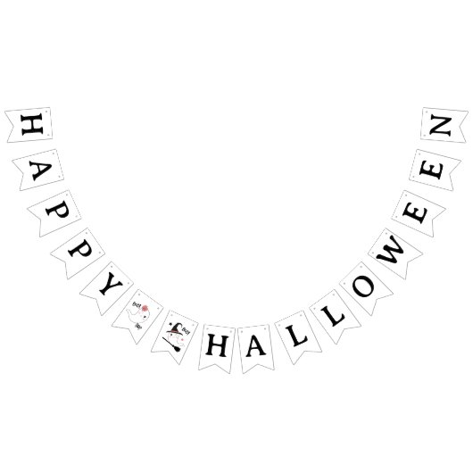 Cute Boo Spooky Ghost Halloween Pink Girl バンティングフラッグ (全)