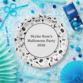 Cute Boo Spooky Ghost Halloween Pink Girl ペーパープレート (パーティー)