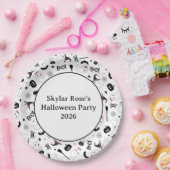 Cute Boo Spooky Ghost Halloween Pink Girl ペーパープレート (パーティー)