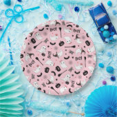 Cute Boo Spooky Ghost Halloween Pink Girl ペーパープレート (パーティー)