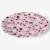 Cute Boo Spooky Ghost Halloween Pink Girl ペーパープレート (アングル)