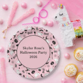 Cute Boo Spooky Ghost Halloween Pink Girl ペーパープレート (パーティー)