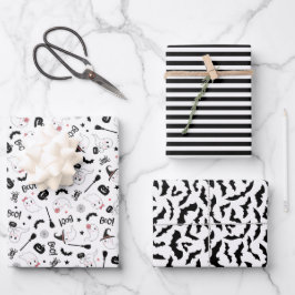 Cute Boo Spooky Ghost Halloween Pink Girl ラッピングペーパーシート