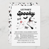 Cute Boo Spooky Ghost Halloween Pink Girl 招待状 (正面/裏面)