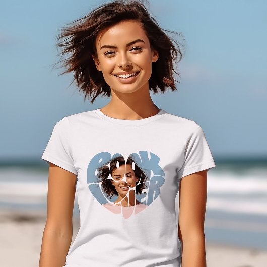 Cute Book Lover Custom Photo T-Shirt Tシャツ