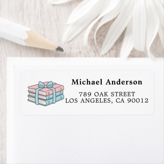 Cute Book Lover Return Address Label ラベル (インサイチュ)