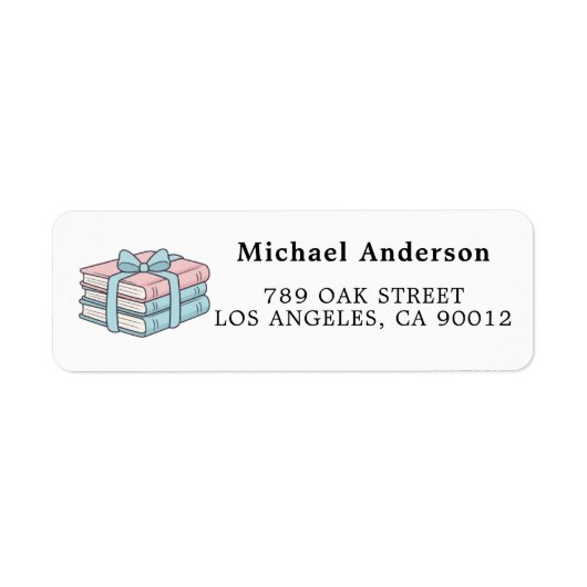 Cute Book Lover Return Address Label ラベル (正面)