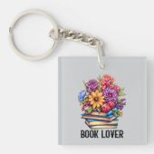 Cute book lovers word art  キーホルダー (正面)