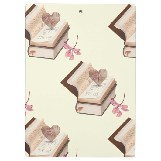 Cute book  withe map heart and flower クリップボード (裏面)