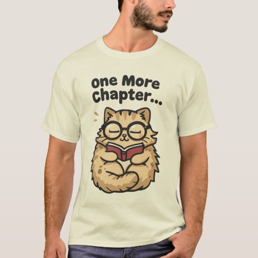 Cute Bookworm Cat T-Shirt Tシャツ (正面)