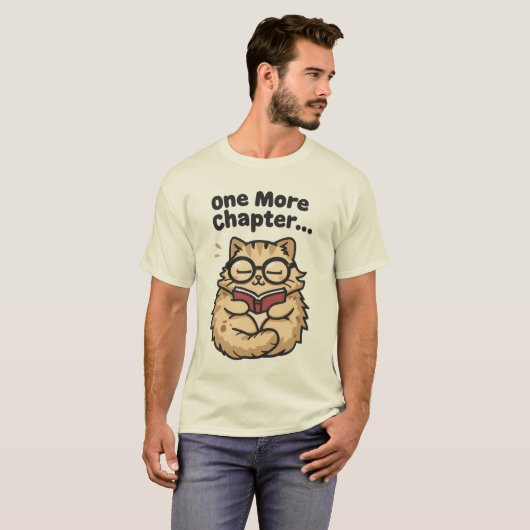 Cute Bookworm Cat T-Shirt Tシャツ (正面フル)