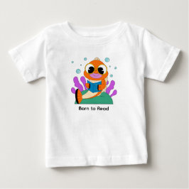 Cute Bookworm Fish Cartoon – Nerdy Sea Creature Re ベビーTシャツ
