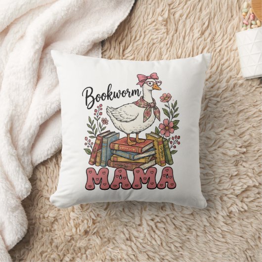 Cute bookworm Mama word art クッション (ブランケット)