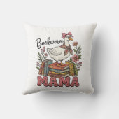 Cute bookworm Mama word art クッション (裏面)