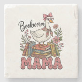 Cute bookworm Mama word art  ストーンコースター (正面)