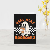 Cute Booooks Ghost Read More Books Funny Teacher H カード (黄色い花)