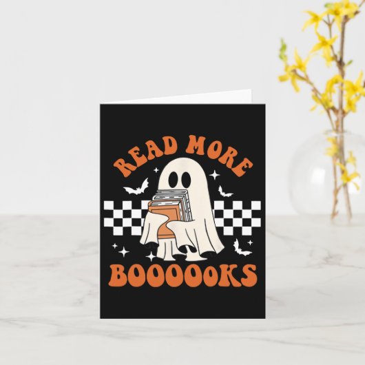 Cute Booooks Ghost Read More Books Funny Teacher H カード (黄色い花)